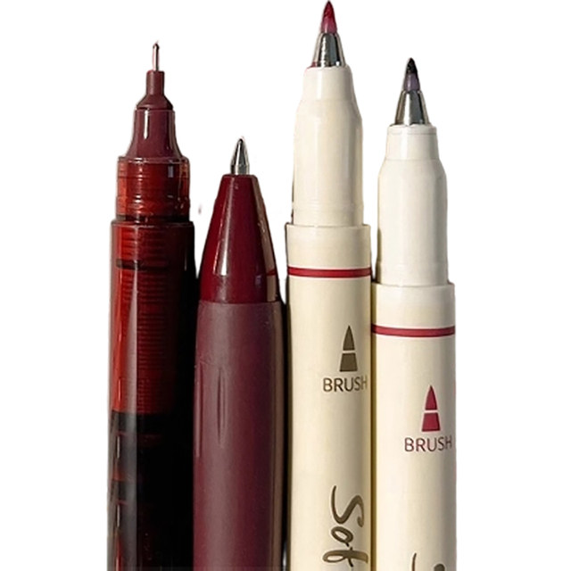 × Point Stone Red Pen Quick-Dry Red Gel Pen for Students, Teacher's Special Thick Tip for Grading Homework, High-Quality Drawing Pen, Liquid Ink Pen for Practice, Ballpoint Pen, Burgundy Red Pen