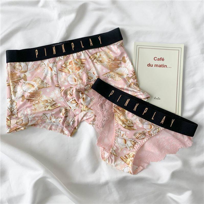 2 pairs of couple underwear day sexy one man and woman back lace comfortable breathable couple suit