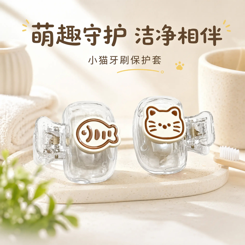 Cute Kitten Toothbrush Protective Cover Cartoon High-Value Toothbrush Storage Portable Travel Toothbrush Dust-Proof Plastic Clip Cute Kitten Toothbrush Protective Cover Cartoon High-Value Toothbrush Storage Portable Travel Toothbrush Dust-Proof Plastic Clip