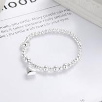 Chaosheng s925 sterling silver elastic rope bead splicing three-dimensional small love bracelet ins cold style Korean style bracelet for women