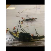 Manufacturers new broken Chinese style clip 104 mysterious silk glass screen separated by landscape painting screen door custom tempered custom art