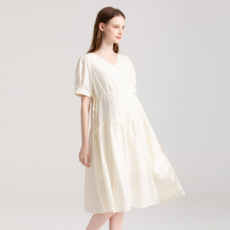 Forencos Maternity Dress 2026 New Loose Tencel Dress Summer Thin Mid-Length Dress Elegant Outfit — 2