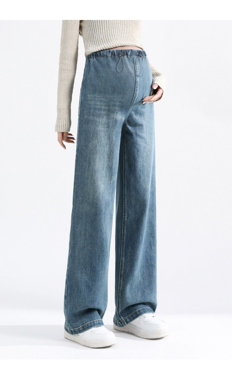 Forencos Maternity Jeans Autumn and Winter Fleece-Lined Straight Wide-Leg Pants 2026 New Large Size Non-Tight Floor-Length Pants — 13
