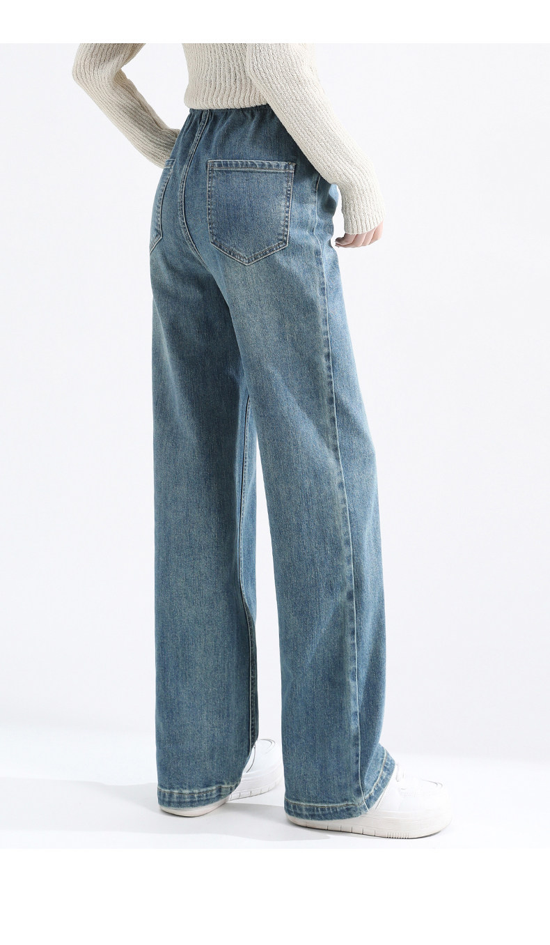 Forencos Maternity Jeans Autumn and Winter Fleece-Lined Straight Wide-Leg Pants 2026 New Large Size Non-Tight Floor-Length Pants — 16