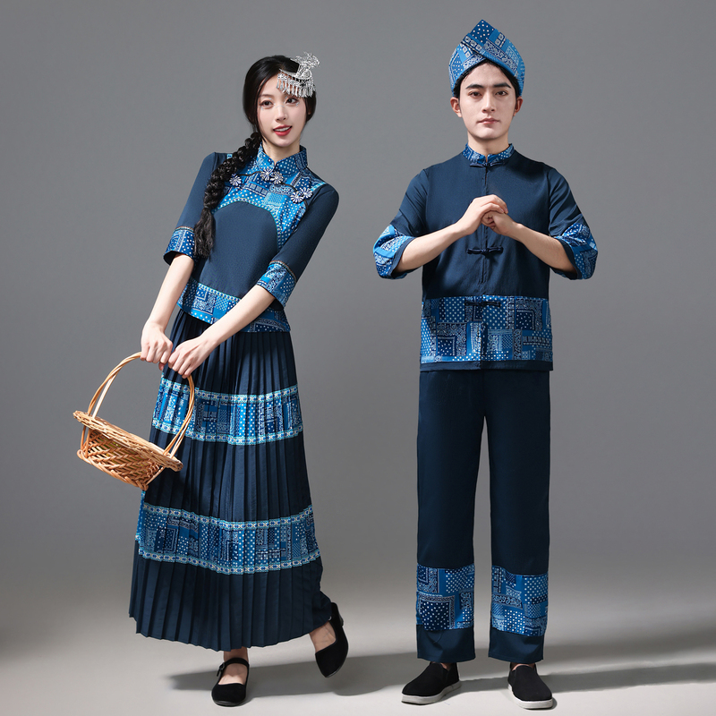 Traditional Clothing of the Buyu Ethnic Minority for Adults, Men and Women, Festival Stage Performance Photo Shoot Outfit