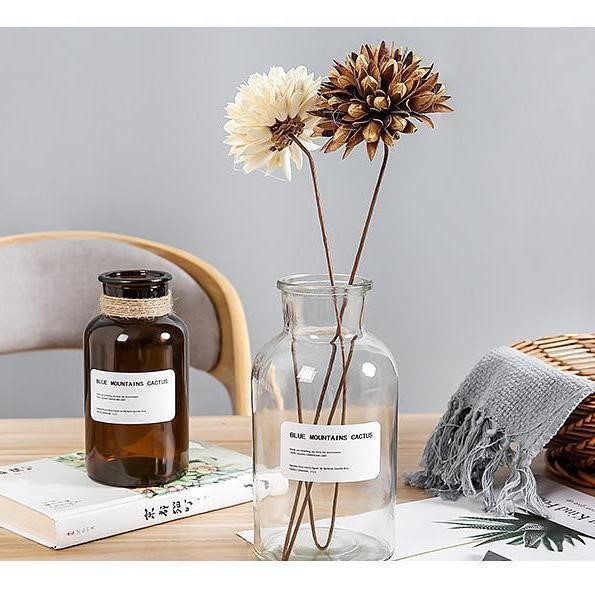 Transparent vase glass Nordic Wind Ins vase retro large gold Ge dry flower vase Desktop home swing decoration