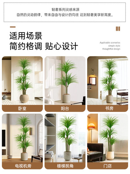 Simulated Green Plant Dracaena Indoor Living Room Tv Cabinet High-End Light Luxury Plant Floor-Standing Potted Plant Artificial Decoration