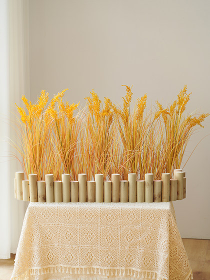 Simulated Barley Spike Floral Art Landscape Arrangement for Clothing Store Window Decoration and Indoor Display, Artificial Green Plant Ornament