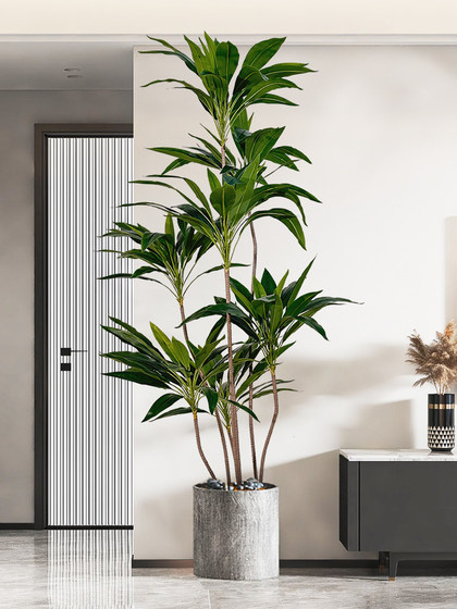 Simulated Green Plant Velvet High-End Light Luxury Bionic Plant Indoor Living Room Decoration Floor-Standing Potted Plant High-Grade Large Tree