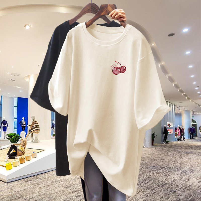 Apricot-Colored T-Shirt for Women, Summer Short-Sleeve, Pure Cotton, 2026 New European Style, Oversized Half-Sleeve Top That Covers the Hips, Trendy