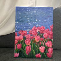 Tulip Digital Oil Painting Diy Healing Ensemble Scenery Decompression Filled Color Oil Color Painting Hang Painting Handmade Flower Decoration Painting