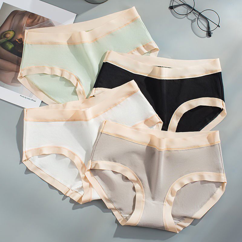 Cotton Briefs Female no marks Waist Breathability Sensation Korean version Student comfort All cotton ladies Big size Size Triangle Pants