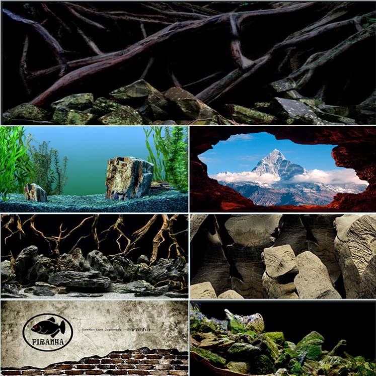 Fish Tank Projection Lamp Board Paper Landscape Painting Board Luminous Post Rgb Cylinder Outer Gradual Layer Color Brocade Carp Bottom Inner Paper Static Sticker