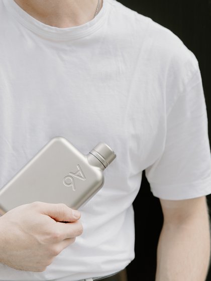 memobottle 10周年纪念新款   不锈钢金属扁平水壶运动便携随手杯