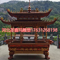 Large square top incense burner cast copper pure copper outdoor temple Taoist temple home pure copper sculpture ornaments customized by the manufacturer