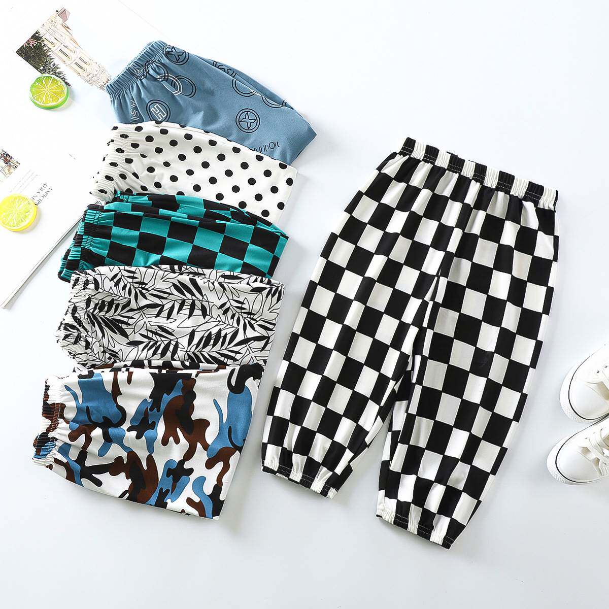 Child Clothing Pants Summer New Children Anti-mosquito Pants Male Girl Girl Casual Light Cage Pants Middle Boy Baby Loose Kharen Pants