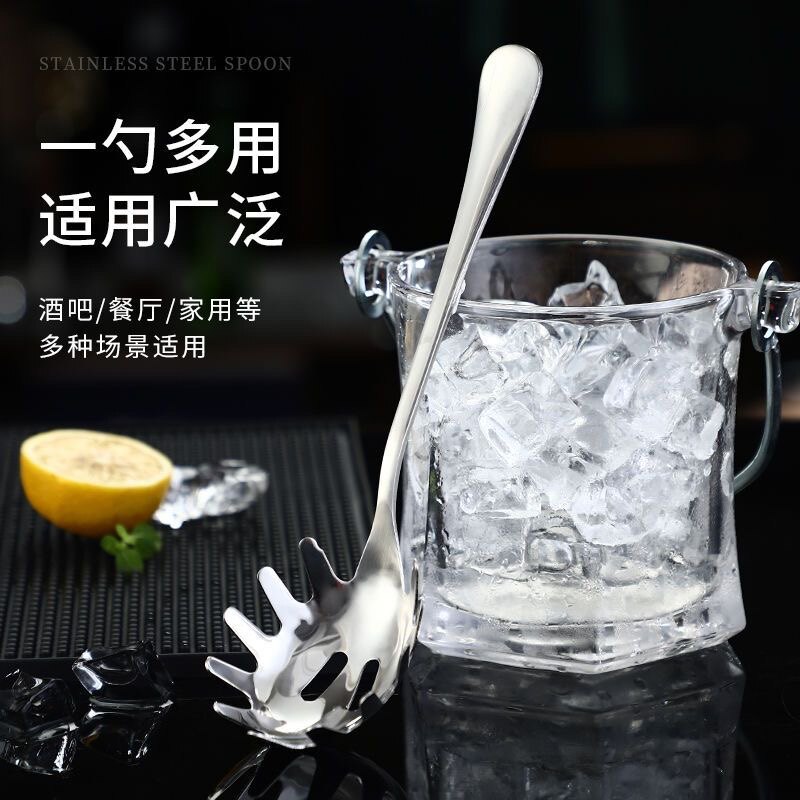 不锈钢冰勺捞意面神器,厨房必备小冰夹,让你的饮品更完美!🌟-全套勺铲-淘宝百科网