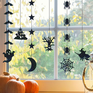 Halloween Decorative Garlands Spiral Hanging Ornaments Witch Spider Bat Window Small Decorations Ghost Festival Window Display Props