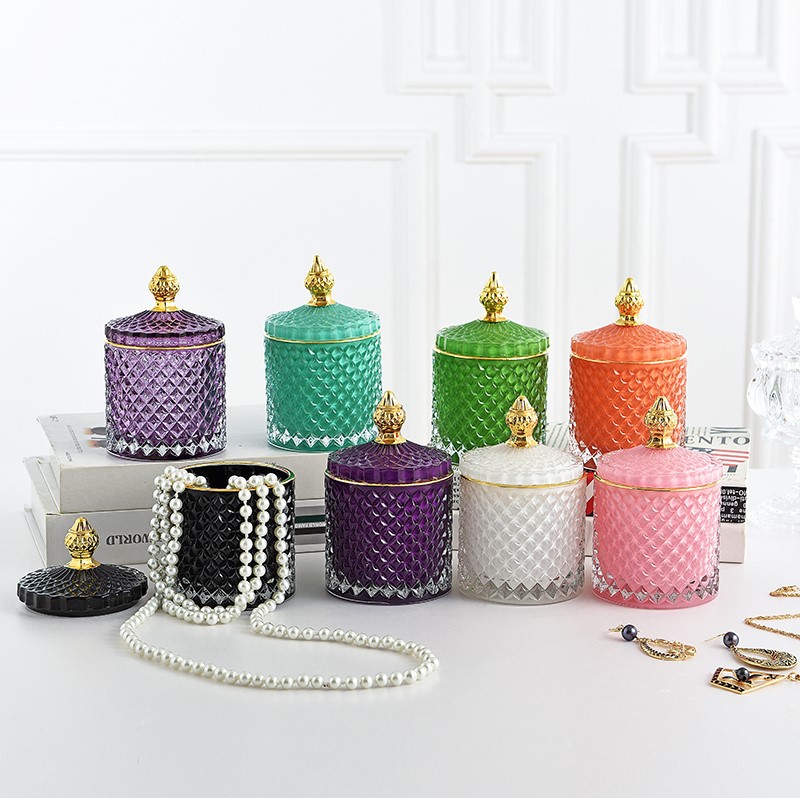 Export French light luxury retro aromatherapy candle jar glass storage jar cotton swab jewelry storage box homestay decoration
