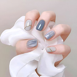 Net red gray blue wearing armor in 2024 new hand -made short wedding photos high -level sense niche white nail stickers