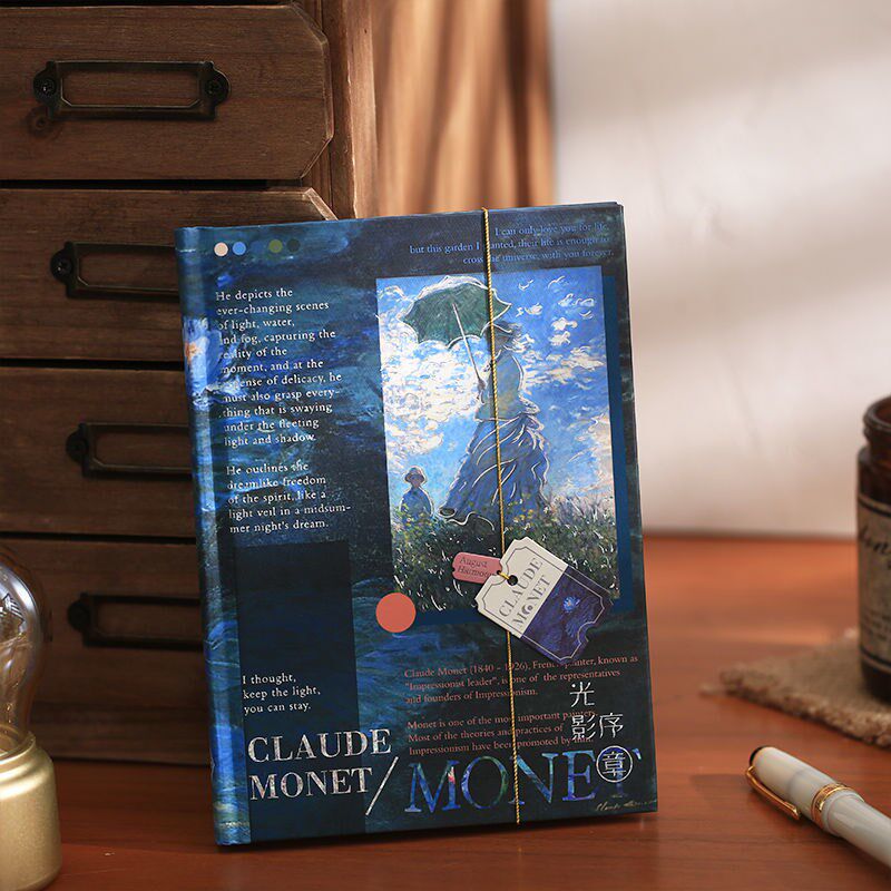 Light Shadow Sequel Chapter Colored Page Handbooks Ben Retro Art Monet Oil Painting Delicate Notepad Student Notebook