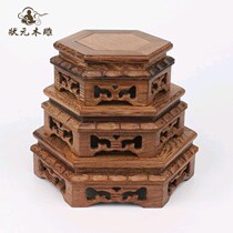 Chicken Wings Wood Hexagon Engraved Handicraft Chite Red Wood Bay Solid Wood vase Vase Flower vase Swaying Pieces Base