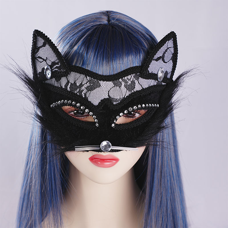 Halloween cosplay lace mask bunny girl half face night party dance bar fox cat eye mask