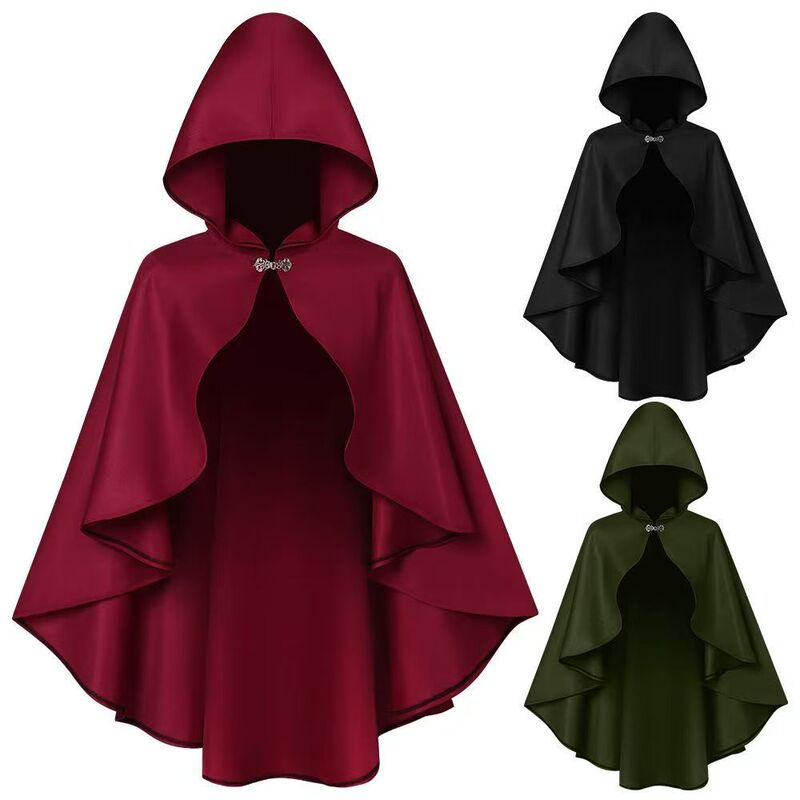 Halloween Cosplay Costume Medieval Retro Cloak Hooded Cape Adult Shawl Stage Performance Cosplay Costume Halloween Cosplay Costume Medieval Retro Cloak Hooded Cape Adult Shawl Stage Performance Cosplay Costume