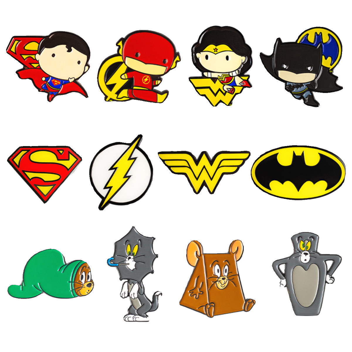DC正义联盟闪电侠神奇女侠超人蝙蝠侠徽章猫和老鼠正版金属胸针潮：游戏周边界的“天花板”！`_动漫挂件_淘宝游戏网, image size:1200x1200