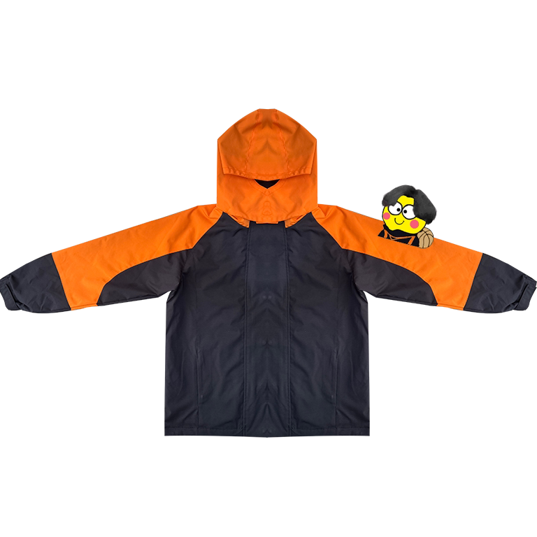 [American Style] Windproof Orange and Dark Navy Color-Blocked Winter Jacket (Inner Lining Needs to Be Purchased Separately)