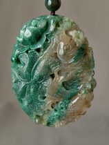 Dushan jade from the 1960s old sky blue sugar material with ice bottom there are remaining flower pieces for many years oily green round carving and openwork