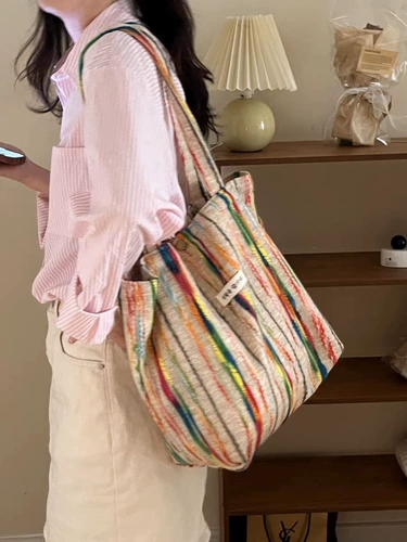 Вместительный и большой шоппер для отдыха, с вышивкой, в корейском стиле