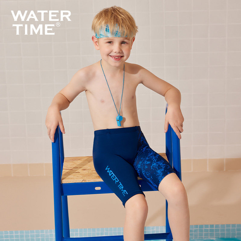 WaterTime 儿童泳裤男童中大童比赛竞速青少年专业训练速干游泳裤