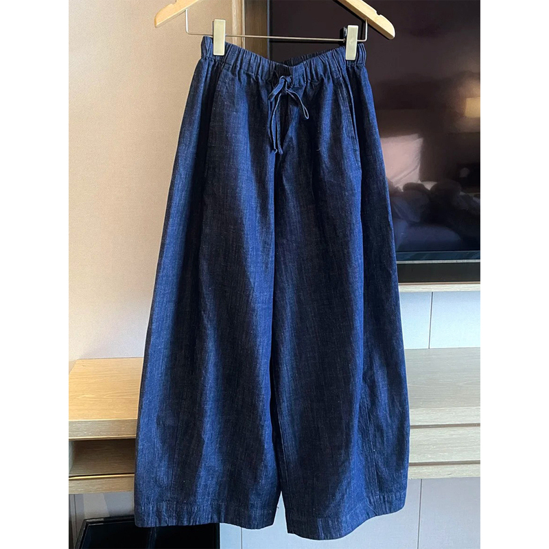 Petite Women's Jeans 2026 New Cotton and Linen Cropped Wide-Leg Pants Plus-Size Japanese Style Eight-Point Granny Pants Petite Women's Jeans 2026 New Cotton and Linen Cropped Wide-Leg Pants Plus-Size Japanese Style Eight-Point Granny Pants