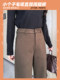 Retro brown woolen casual pants for women in autumn and winter plus velvet high waist 150 small people drape straight wide leg pants xs