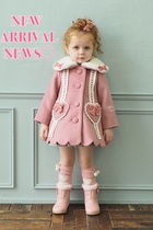 Pre-Shirley temple new winter girls ST long-sleeved bow fur collar furry coat jacket