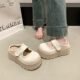 Korean Style Slippers, New Genuine Leather Women's Shoes, Velcro Thick-Soled Height-Increasing Mary Jane Shoes, Retro Velcro Shoes, Trendy Women's Shoes