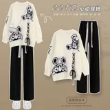 Комплект, мультяшный свитер, осенний, большой размер