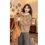 Зимняя ретро толстовка с капюшоном для отдыха, комплект, в корейском стиле