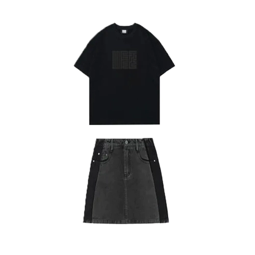 Летняя модная джинсовая юбка, комплект, большой размер, в западном стиле, изысканный стиль