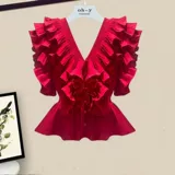 Комплект, рубашка, джинсовая юбка, размер, V-образный вырез