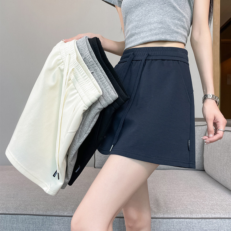 Spicy Girl Style Drawstring Sports Skirt for Women, New Summer Model for Plus-Size Pear-Shaped Body, Covers the Hips, Makes You Look Slimmer, High-Waisted Casual Half Skirt