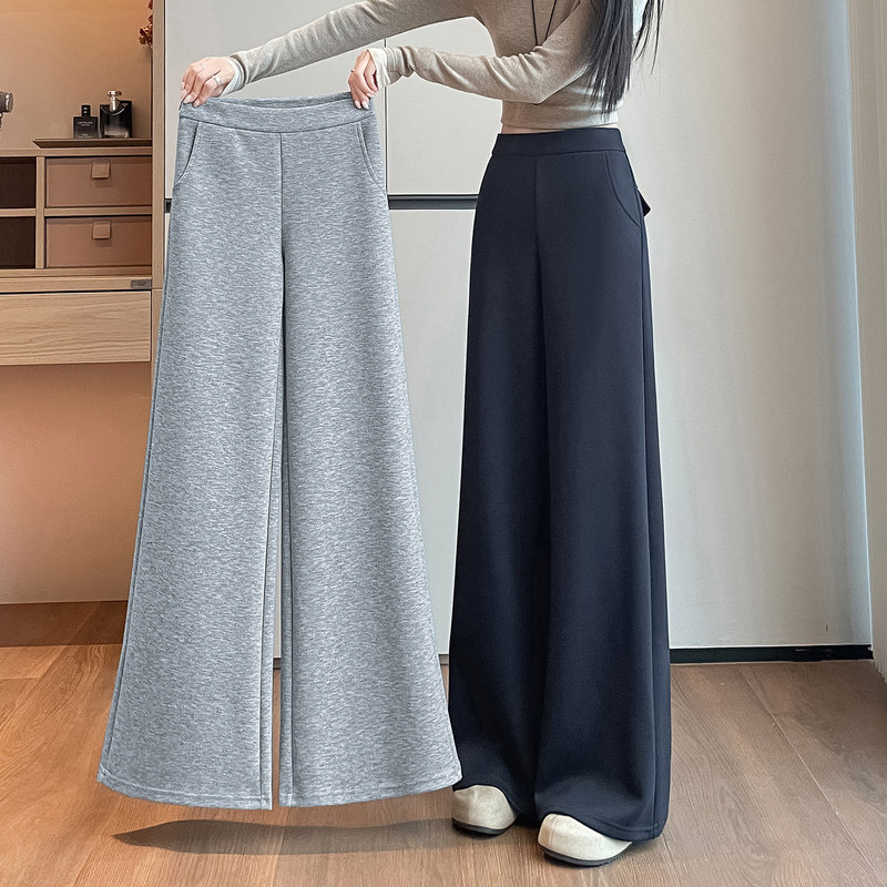 Korean Style Milk Leather Drapey Flared Pants for Women, Early Autumn New Style, Plus Size, Pear-Shaped Body, Slimming, Casual Straight-Leg Pants Korean Style Milk Leather Drapey Flared Pants for Women, Early Autumn New Style, Plus Size, Pear-Shaped Body, Slimming, Casual Straight-Leg Pants