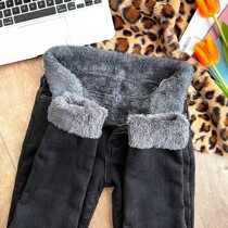 Tethick lamb suede jeans ~ winter one takes care of warm and velvety high waist and small feet jeans 2022 winter new