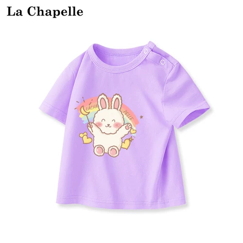 Детская летняя одежда, хлопковая милая футболка, короткий рукав, круглый воротник