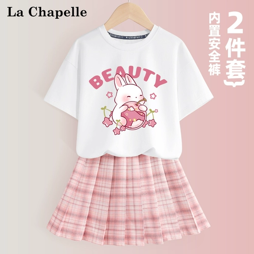 Летняя юбка на девочку, детский комплект, в западном стиле, короткий рукав