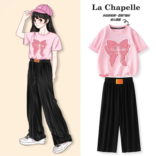 Летняя одежда, комплект, футболка, короткий рукав, в западном стиле, подходит для подростков, детская одежда