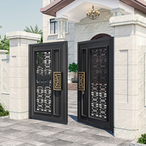 Aluminum alloy courtyard gate Chinese style villa yard double door middle door modern entrance garden door electric translation