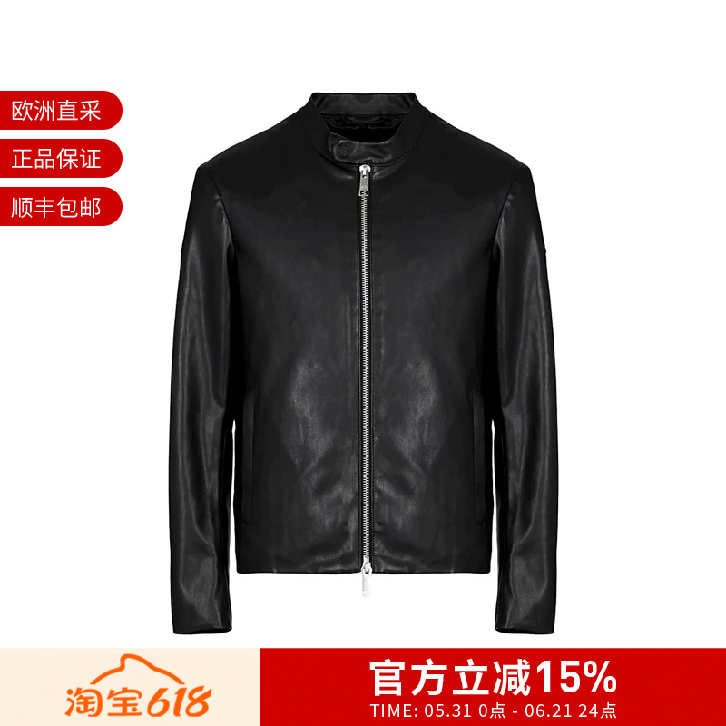 [Premium Selection] Ax Armani Men's Slim Fit Faux Leather Motorcycle Jacket 8Nzb08 Znaaz