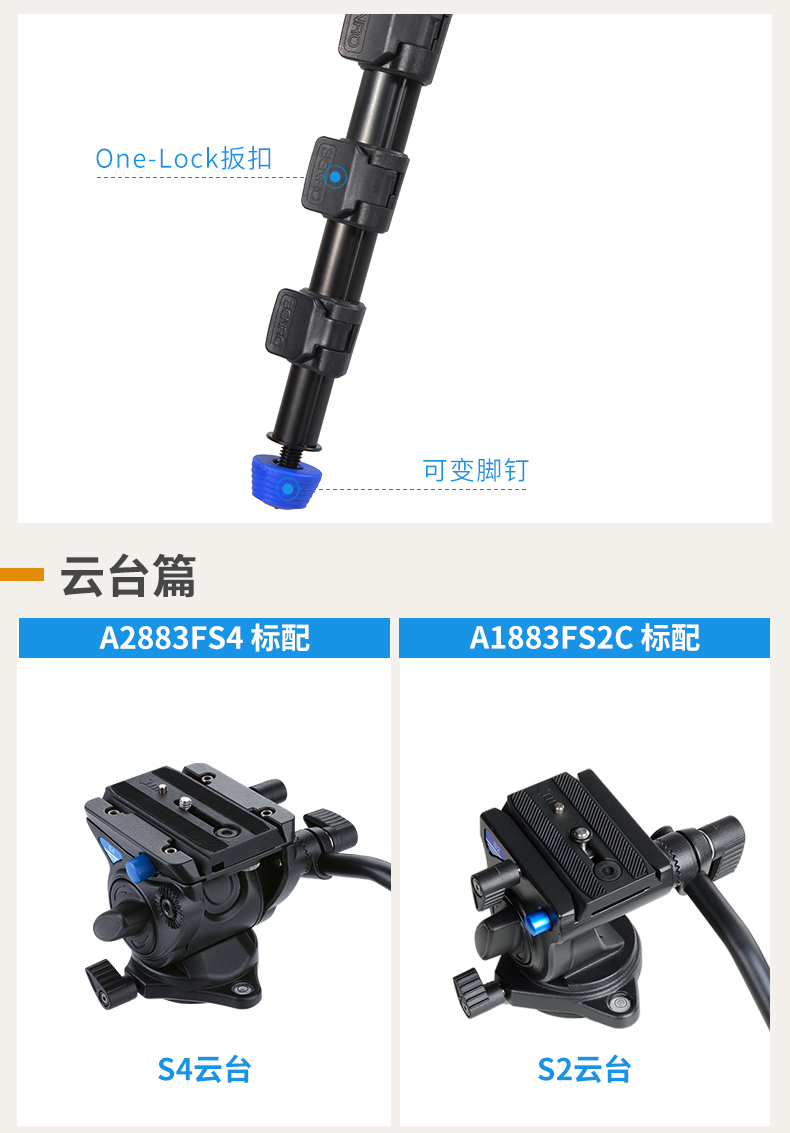 Chân máy ảnh chuyên nghiệp BENRO A2883FS4 / A1883FS2C S4 giảm xóc thủy lực PTZ đặt máy ảnh DSLR cầm tay chụp ảnh DV chân máy ảnh micro đơn du lịch ánh sáng khung video - Phụ kiện máy ảnh DSLR / đơn túi da máy ảnh